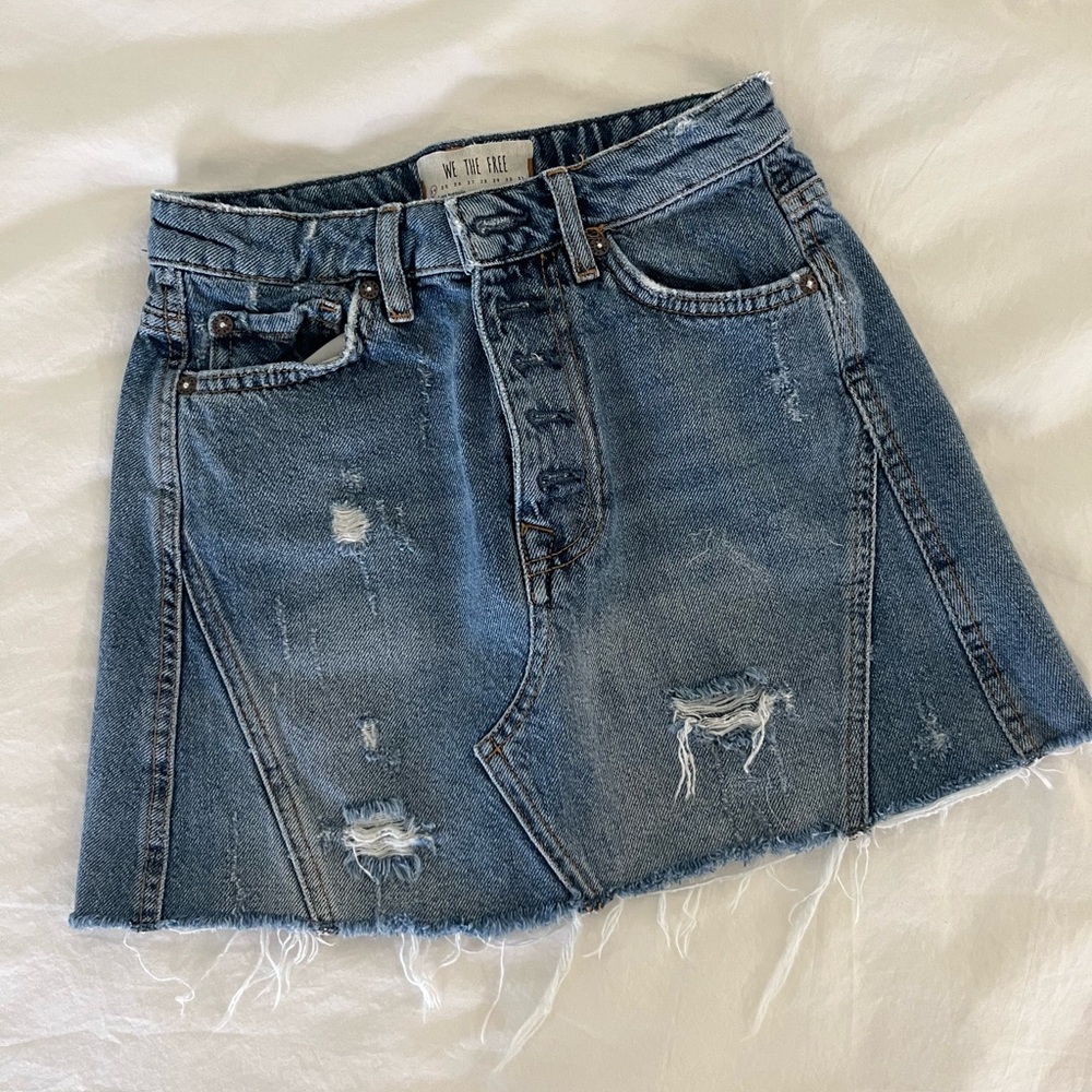 Free people denim mini skirt